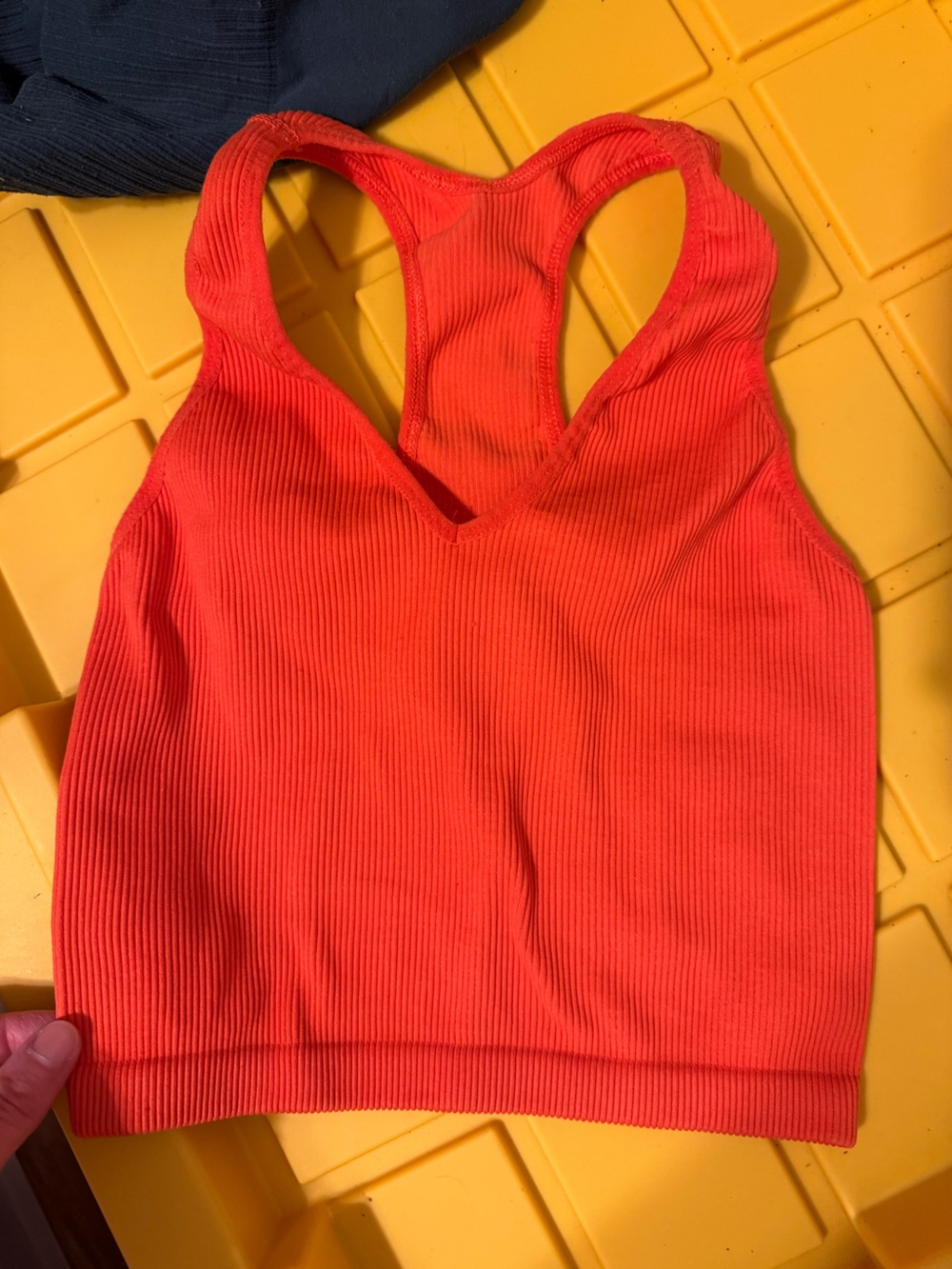 Free People Ribbed Scoop Tank Top in Bright Coral